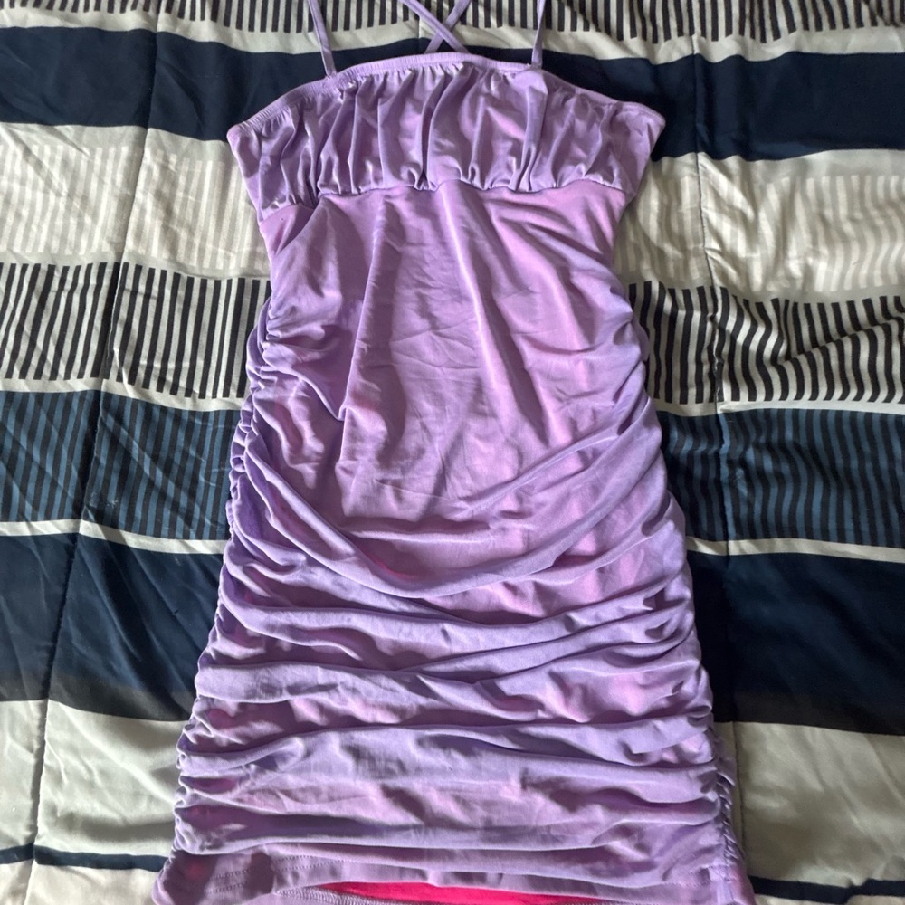 SHEIN Lavender Ruched Mini Dress
